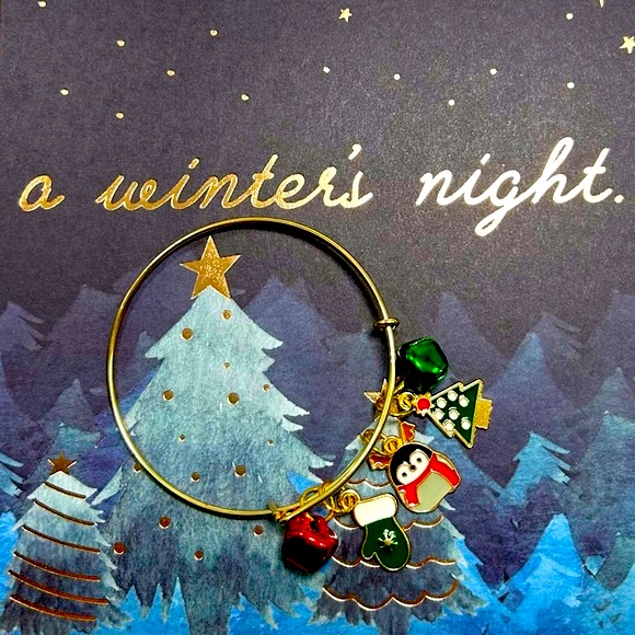 Handmade Christmas Bangle Jingle Bell Charm Bracelet!